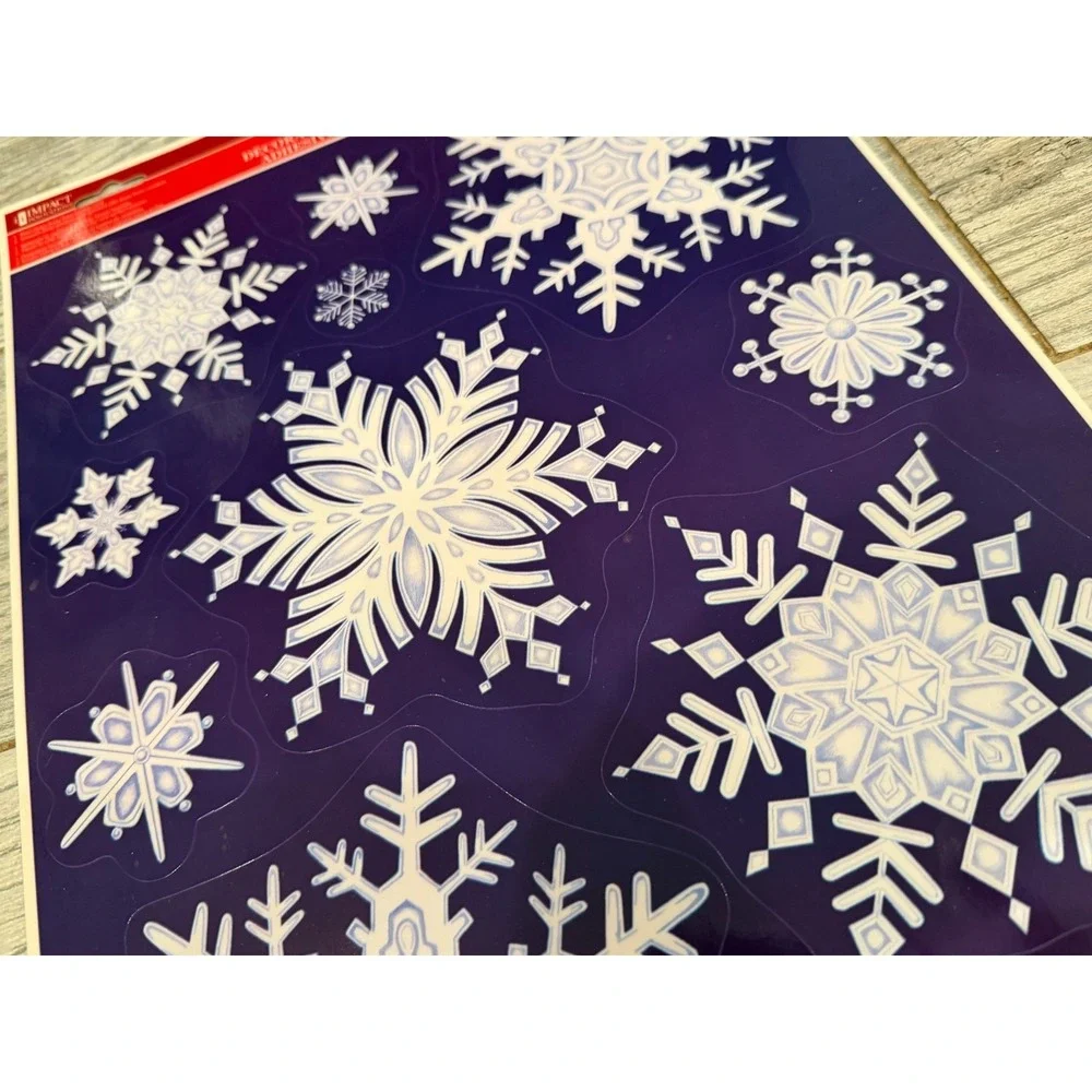 Christmas Window Clings‎ Snowflakes 2 Sheets Snow Winter USA Y2K 76552 Retro NWT